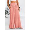 imagePRETTYGARDEN Womens Summer Wide Leg Trouser Pants Casual High Waisted Flowy Palazzo Lounge Pant with PocketsPeach Pink