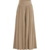 imagePRETTYGARDEN Womens Summer Wide Leg Trouser Pants Casual High Waisted Flowy Palazzo Lounge Pant with PocketsLight Brown