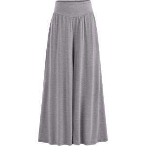 imagePRETTYGARDEN Womens Summer Wide Leg Trouser Pants Casual High Waisted Flowy Palazzo Lounge Pant with PocketsLight Grey