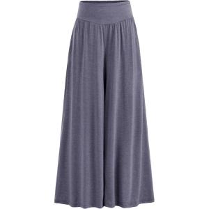 imagePRETTYGARDEN Womens Summer Wide Leg Trouser Pants Casual High Waisted Flowy Palazzo Lounge Pant with PocketsNavy
