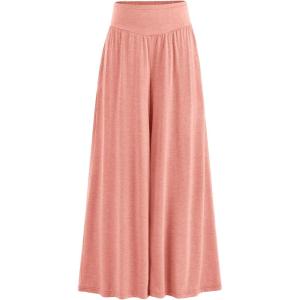 imagePRETTYGARDEN Womens Summer Wide Leg Trouser Pants Casual High Waisted Flowy Palazzo Lounge Pant with PocketsPeach Pink