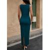 imagePRETTYGARDEN Womens 2025 Summer Bodycon Maxi Dresses Sleeveless Buttons Knit Spring Elegant Wedding Guest Cocktail DressLake Blue