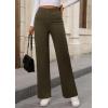imagePRETTYGARDEN Womens Dressy Casual Dress Pants Straight Leg High Elastic Waisted Stretch Trouser SlacksArmy Green