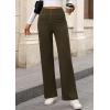 imagePRETTYGARDEN Womens Dressy Casual Dress Pants Straight Leg High Elastic Waisted Stretch Trouser SlacksArmy Green