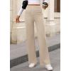 imagePRETTYGARDEN Womens Dressy Casual Dress Pants Straight Leg High Elastic Waisted Stretch Trouser SlacksBeige