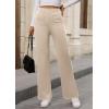 imagePRETTYGARDEN Womens Dressy Casual Dress Pants Straight Leg High Elastic Waisted Stretch Trouser SlacksBeige