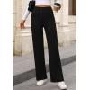 imagePRETTYGARDEN Womens Dressy Casual Dress Pants Straight Leg High Elastic Waisted Stretch Trouser SlacksBlack