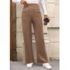 imagePRETTYGARDEN Womens Dressy Casual Dress Pants Straight Leg High Elastic Waisted Stretch Trouser SlacksKhaki
