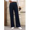 imagePRETTYGARDEN Womens Dressy Casual Dress Pants Straight Leg High Elastic Waisted Stretch Trouser SlacksNavy