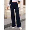 imagePRETTYGARDEN Womens Dressy Casual Dress Pants Straight Leg High Elastic Waisted Stretch Trouser SlacksNavy