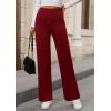 imagePRETTYGARDEN Womens Dressy Casual Dress Pants Straight Leg High Elastic Waisted Stretch Trouser SlacksWine Red