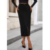 imagePRETTYGARDEN Womens Fall Midi Pencil Skirts Dressy Casual Work Office High Waisted Trendy Winter Corduroy Skirt with SlitBlack