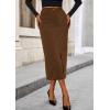 imagePRETTYGARDEN Womens Fall Midi Pencil Skirts Dressy Casual Work Office High Waisted Trendy Winter Corduroy Skirt with SlitBrown