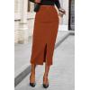 imagePRETTYGARDEN Womens Fall Midi Pencil Skirts Dressy Casual Work Office High Waisted Trendy Winter Corduroy Skirt with SlitCaramel