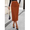 imagePRETTYGARDEN Womens Fall Midi Pencil Skirts Dressy Casual Work Office High Waisted Trendy Winter Corduroy Skirt with SlitCaramel
