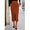 imagePRETTYGARDEN Womens Fall Midi Pencil Skirts Dressy Casual Work Office High Waisted Trendy Winter Corduroy Skirt with SlitCaramel