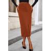 imagePRETTYGARDEN Womens Fall Midi Pencil Skirts Dressy Casual Work Office High Waisted Trendy Winter Corduroy Skirt with SlitCaramel