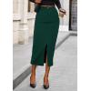 imagePRETTYGARDEN Womens Fall Midi Pencil Skirts Dressy Casual Work Office High Waisted Trendy Winter Corduroy Skirt with SlitDark Green