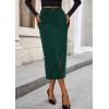 imagePRETTYGARDEN Womens Fall Midi Pencil Skirts Dressy Casual Work Office High Waisted Trendy Winter Corduroy Skirt with SlitDark Green