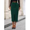imagePRETTYGARDEN Womens Fall Midi Pencil Skirts Dressy Casual Work Office High Waisted Trendy Winter Corduroy Skirt with SlitDark Green