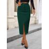 imagePRETTYGARDEN Womens Fall Midi Pencil Skirts Dressy Casual Work Office High Waisted Trendy Winter Corduroy Skirt with SlitDark Green