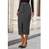 imagePRETTYGARDEN Womens Fall Midi Pencil Skirts Dressy Casual Work Office High Waisted Trendy Winter Corduroy Skirt with SlitGrey