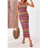 imagePRETTYGARDEN Womens Maxi Tank Spring Dress Sleeveless Crew Neck Striped Side Slit Casual Long Bodycon DressesArmy Green