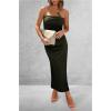 imagePRETTYGARDEN Womens Summer Bodycon Maxi Tube Dress Ribbed Strapless Side Slit Long Going Out Casual Elegant Party DressesArmy Green