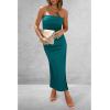 imagePRETTYGARDEN Womens Summer Bodycon Maxi Tube Dress Ribbed Strapless Side Slit Long Going Out Casual Elegant Party DressesBlue Green
