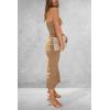 imagePRETTYGARDEN Womens Summer Bodycon Maxi Tube Dress Ribbed Strapless Side Slit Long Going Out Casual Elegant Party DressesCamel