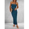 imagePRETTYGARDEN Womens Summer Bodycon Maxi Tube Dress Ribbed Strapless Side Slit Long Going Out Casual Elegant Party DressesDark Blue