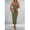 imagePRETTYGARDEN Womens Summer Bodycon Maxi Tube Dress Ribbed Strapless Side Slit Long Going Out Casual Elegant Party DressesLight Army Green