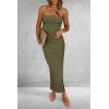 imagePRETTYGARDEN Womens Summer Bodycon Maxi Tube Dress Ribbed Strapless Side Slit Long Going Out Casual Elegant Party DressesLight Army Green