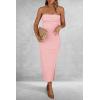 imagePRETTYGARDEN Womens Summer Bodycon Maxi Tube Dress Ribbed Strapless Side Slit Long Going Out Casual Elegant Party DressesPink