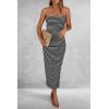imagePRETTYGARDEN Womens Summer Bodycon Maxi Tube Dress Ribbed Strapless Side Slit Long Going Out Casual Elegant Party DressesStriped Black White