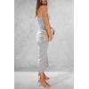 imagePRETTYGARDEN Womens Summer Bodycon Maxi Tube Dress Ribbed Strapless Side Slit Long Going Out Casual Elegant Party DressesStriped Light Grey White