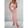 imagePRETTYGARDEN Womens Summer Bodycon Maxi Tube Dress Ribbed Strapless Side Slit Long Going Out Casual Elegant Party DressesStriped Pink White