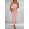 imagePRETTYGARDEN Womens Summer Bodycon Maxi Tube Dress Ribbed Strapless Side Slit Long Going Out Casual Elegant Party DressesStriped Pink White