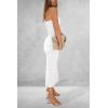 imagePRETTYGARDEN Womens Summer Bodycon Maxi Tube Dress Ribbed Strapless Side Slit Long Going Out Casual Elegant Party DressesWhite