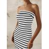 imagePRETTYGARDEN Womens Summer Bodycon Maxi Tube Dress Ribbed Strapless Side Slit Long Going Out Casual Elegant Party DressesWide Striped Black White