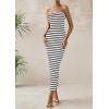 imagePRETTYGARDEN Womens Summer Bodycon Maxi Tube Dress Ribbed Strapless Side Slit Long Going Out Casual Elegant Party DressesWide Striped Black White