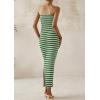 imagePRETTYGARDEN Womens Summer Bodycon Maxi Tube Dress Ribbed Strapless Side Slit Long Going Out Casual Elegant Party DressesWide Striped Green White