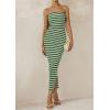 imagePRETTYGARDEN Womens Summer Bodycon Maxi Tube Dress Ribbed Strapless Side Slit Long Going Out Casual Elegant Party DressesWide Striped Green White