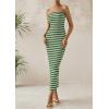 imagePRETTYGARDEN Womens Summer Bodycon Maxi Tube Dress Ribbed Strapless Side Slit Long Going Out Casual Elegant Party DressesWide Striped Green White