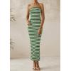 imagePRETTYGARDEN Womens Summer Bodycon Maxi Tube Dress Ribbed Strapless Side Slit Long Going Out Casual Elegant Party DressesWide Striped Green White