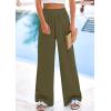 imagePRETTYGARDEN Womens Wide Leg Pants Casual 2025 Elastic Waist Loose Flowy Palazzo Pants Trousers with PocketsArmy Green
