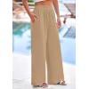 imagePRETTYGARDEN Womens Wide Leg Pants Casual 2025 Elastic Waist Loose Flowy Palazzo Pants Trousers with PocketsKhaki