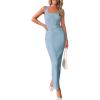 imagePRETTYGARDEN Womens 2025 Summer Bodycon Maxi Dresses Sleeveless Buttons Knit Spring Elegant Wedding Guest Cocktail DressSky Blue