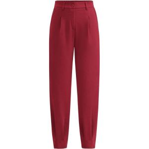 imagePRETTYGARDEN Womens High Waisted Pants Dressy Casual Ankle Length Work Office Trouser Slacks with PocketsWine Red