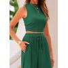 imagePRETTYGARDEN 2 Piece Sets for Women Summer Casual 2025 Spring Sleeveless Tank Ribbed Travel Vacation Lounge Wear OutfitsGreen